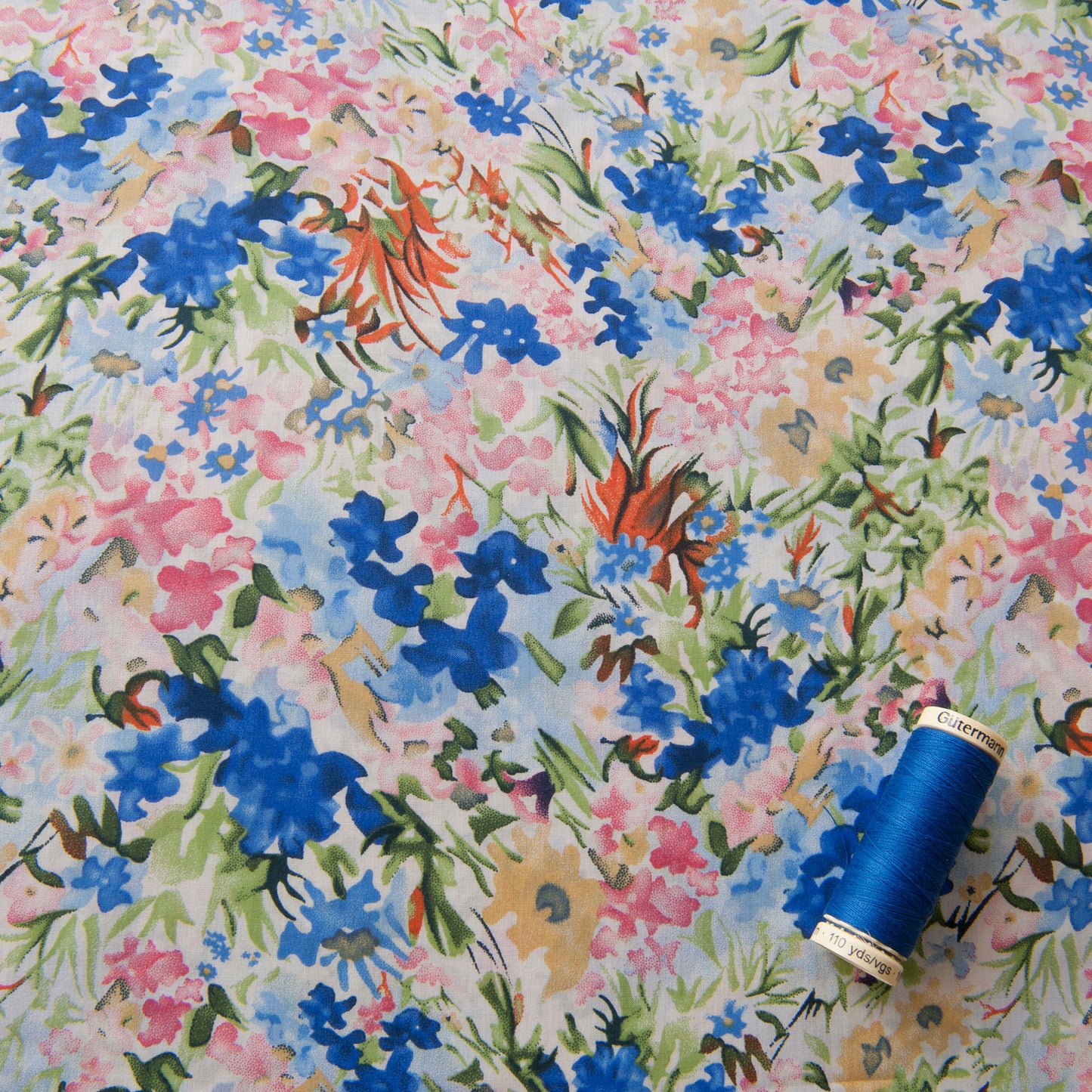 Mandy Pima Cotton Lawn Fabric in Blue