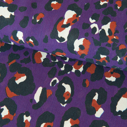 Purple Leopard Viscose Crepe - 50cm