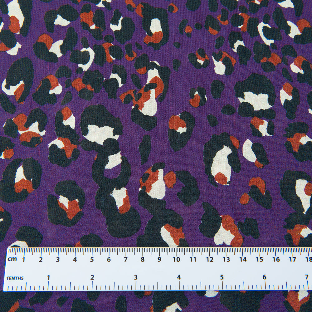 Purple Leopard Viscose Crepe - 50cm
