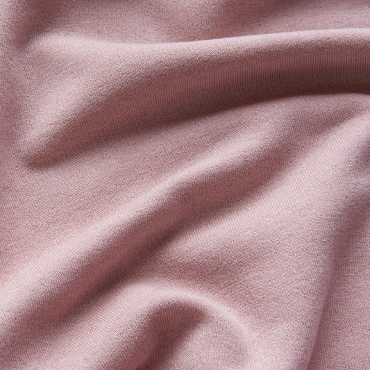 Sparkly Glitter Sweatshirt Fabric in Old Rose