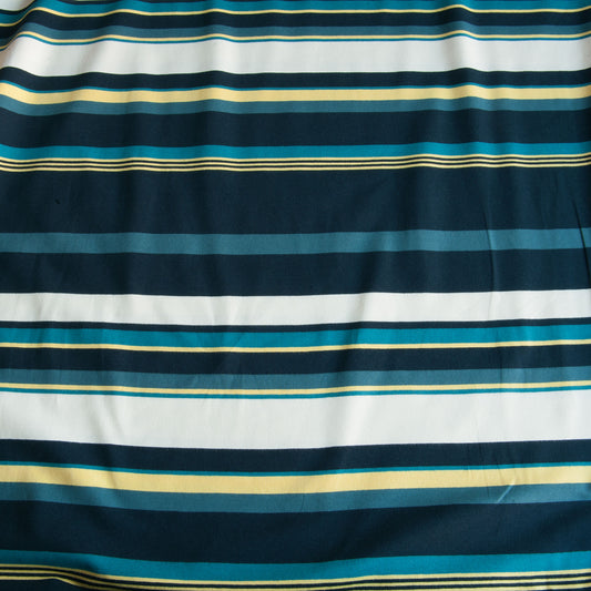 Teal and Navy Multicolour Stripe Viscose Jersey Fabric