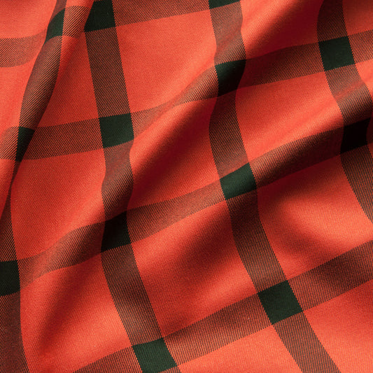 Terracotta and Black Check Viscose Twill