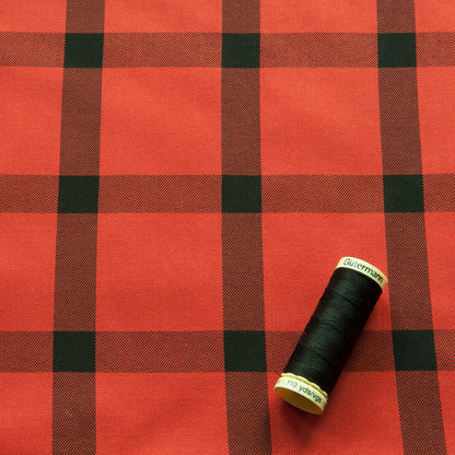 Terracotta and Black Check Viscose Twill