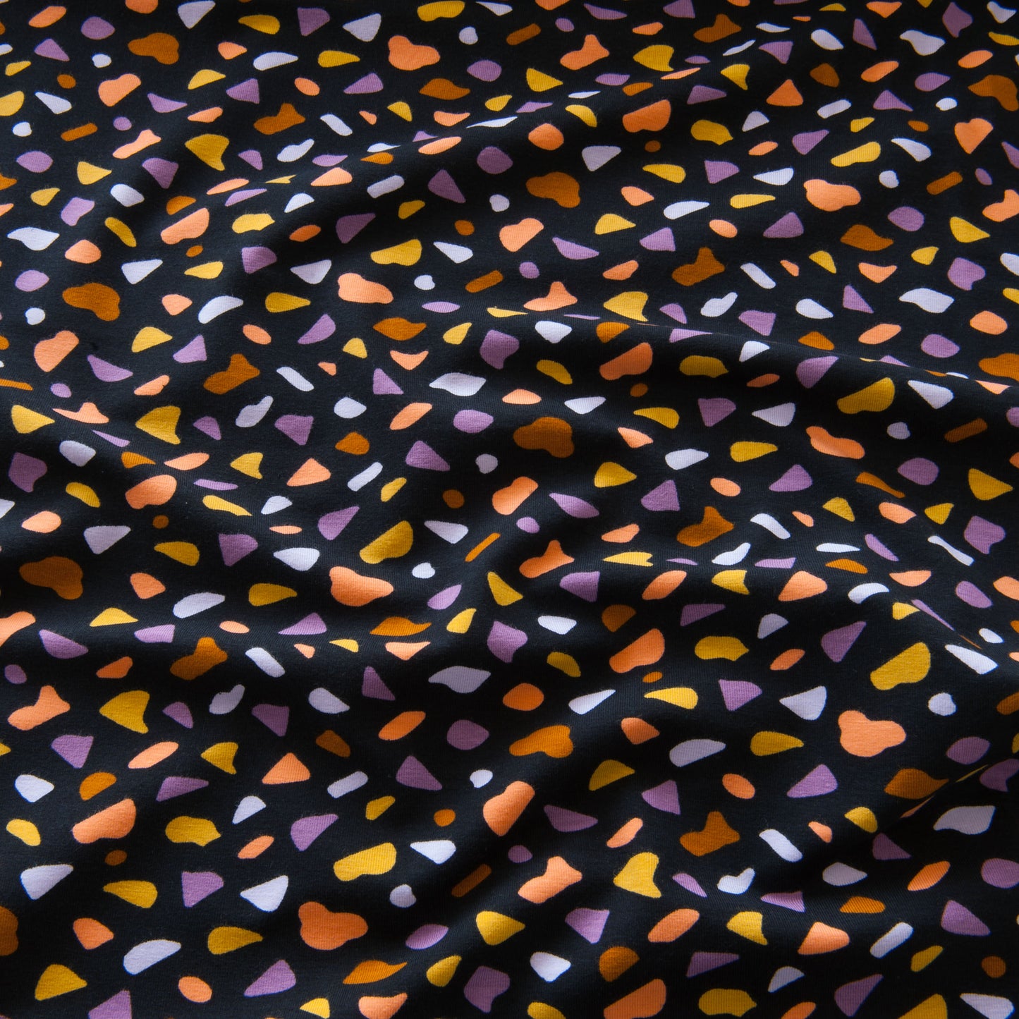 Terrazzo Organic Cotton Jersey Fabric in Black