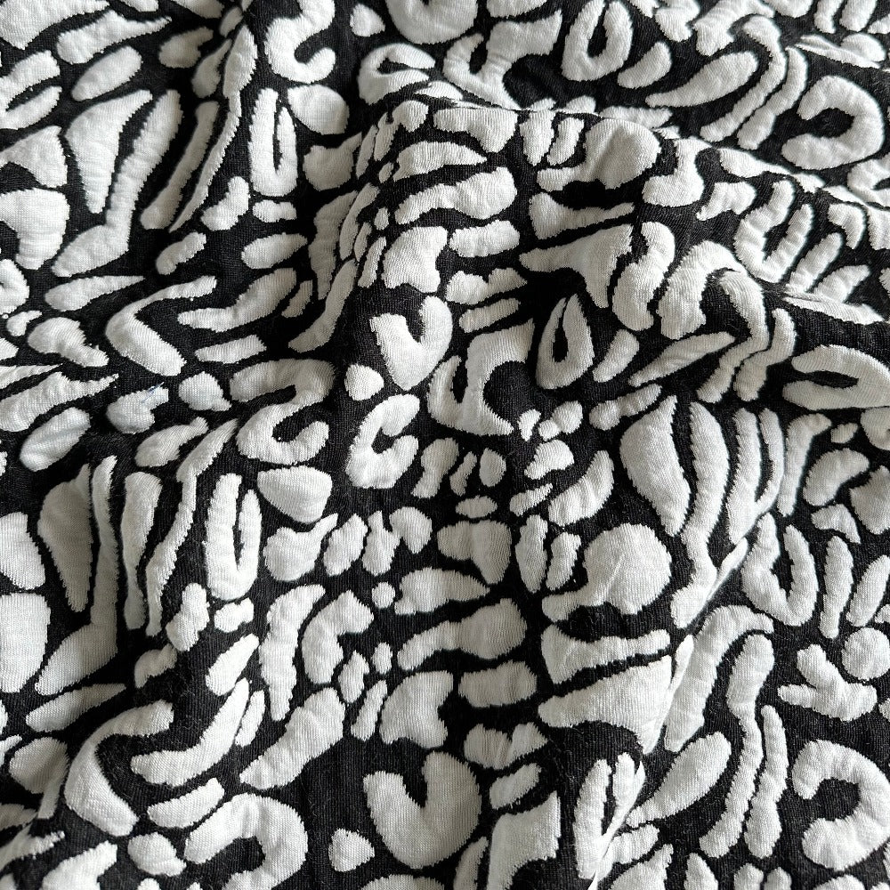 Vera Jacquard Knit Fabric in Black and Off White