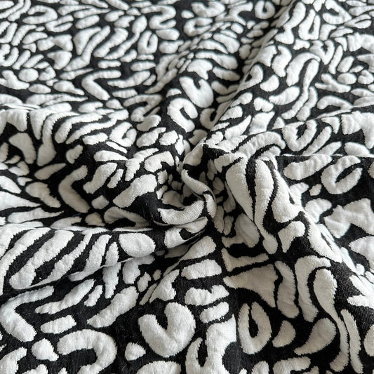 Vera Jacquard Knit Fabric in Black and Off White