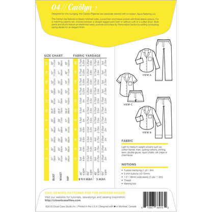 Carolyn Pajamas Sewing Pattern - Closet Core Patterns