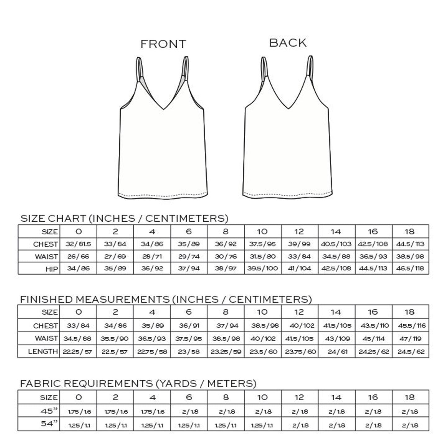Ogden Cami Sewing Pattern (Size 0 - 18) - True Bias